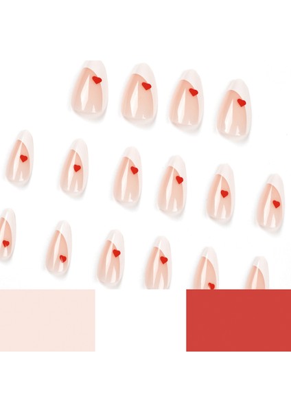 TipsArt Beyaz Kırmızı Kalpli 24’lü Takma Tırnak Seti & Zararsız Yapıştırıcı indirimleri