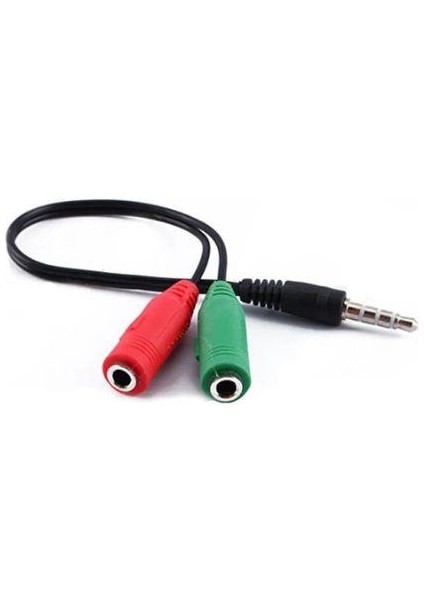 3.5 mm Kulaklık Mikrofon Ayırıcı Birleştirici Erkek Dişi Kablo