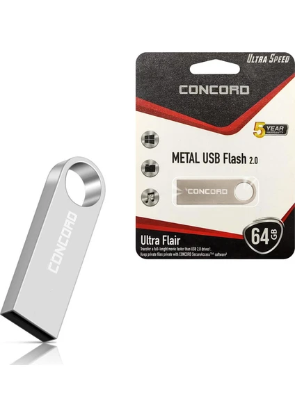 USB Flash Bellek 64GB Metal Ultra Flaır Concord C-U64