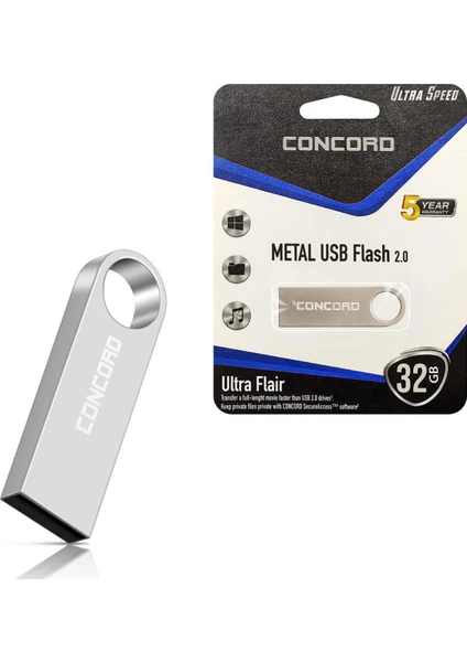 USB Flash Bellek 32GB Metal Ultra Flaır Concord C-U32