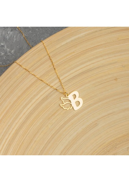 925 Ayar Gümüş Kanatlı Harf Kolye