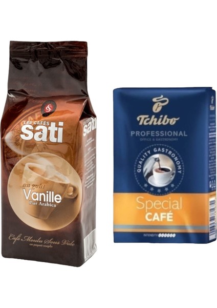 Les Cafes Sati Öğütülmüş Vanilya Aromalı Filtre Kahve 250 Gr+Profesionel Special Filtre Kahve 250 gr