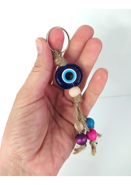 20 Adet Anahtarlık Kötü Göz Kovucu Nazar Hand Made Hasır Renkli Ahşap Boncuklu Nazarlık fırsatları