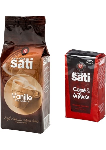 Öğütülmüş Vanilya Aromalı Filtre Kahve+Les Cafes Sati Corsé & Intense Filitre Kahve 250GR