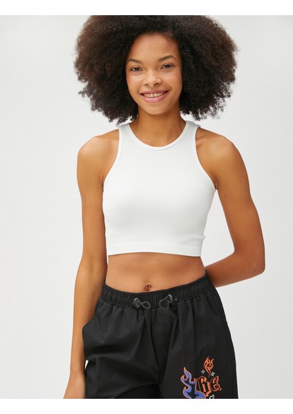 Crop Atlet Fitilli Halter Yaka Kolsuz
