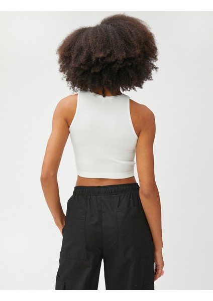 Crop Atlet Fitilli Halter Yaka Kolsuz
