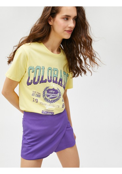 Baskılı Tişört Kısa Kollu Bisiklet Yaka Pamuklu fiyatları