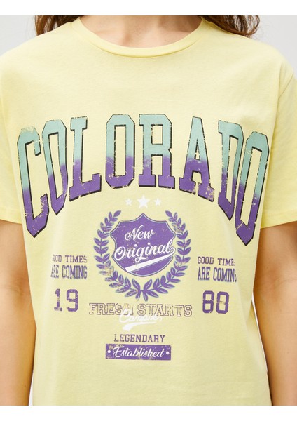 Baskılı Tişört Kısa Kollu Bisiklet Yaka Pamuklu indirimleri