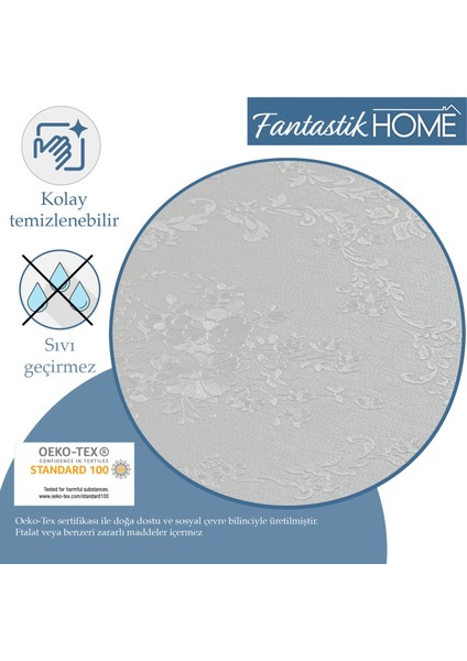 Elyaf Astarlı Pvc Masa Örtüsü 140x200cm Silinebilir Sıvı Geçirmez Leke Tutmaz Çiçek Desenli Beyaz modelleri