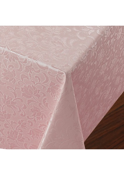 Elyaf Astarlı Pvc Masa Örtüsü Silinebilir 140x200cm Sıvı Geçirmez Leke Tutmaz Çiçek Desenli Pembe