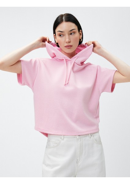 Kısa Kollu Sweatshirt Kapüşonlu