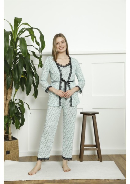 Bayan 3 Lü Pijama Takım 5200 Mint Yeşil