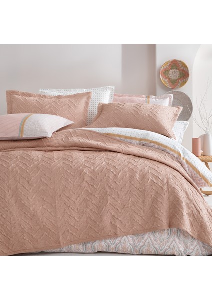 Bedding Curly Çift Kişilik Yatak Örtüsü Seti - Gül Kurusu