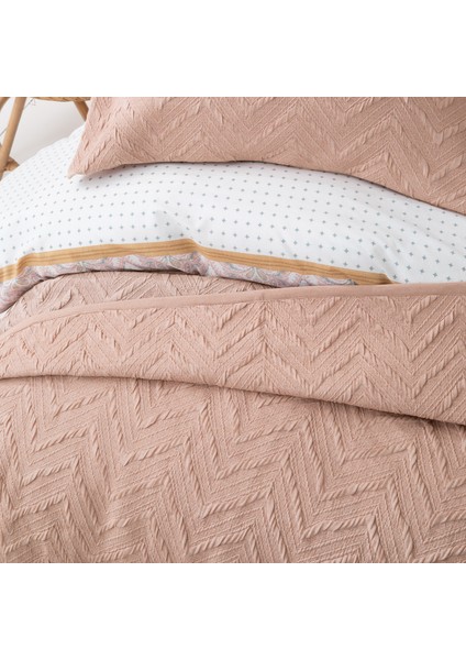 Bedding Curly Tek Kişilik Yatak Örtüsü Seti - Gül Kurusu