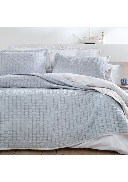 Bedding Velma Tek Kişilik Yatak Örtüsü Seti - Indigo/bej