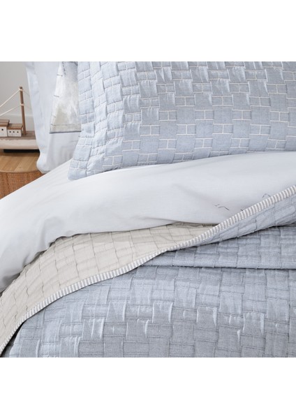 Bedding Velma Tek Kişilik Yatak Örtüsü Seti - Indigo/bej