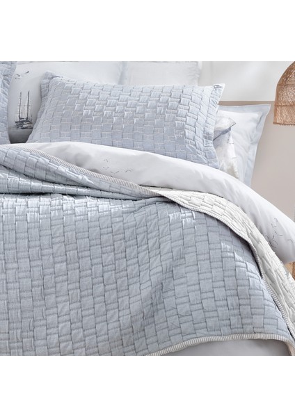 Bedding Velma Tek Kişilik Yatak Örtüsü Seti - Indigo/bej