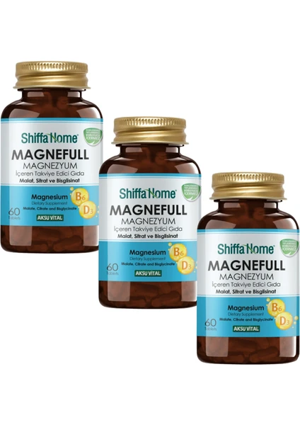 Shiffa Home Magnefull Magnezyum Malat Sitrat Bisglisinat 60 Tablet x 3 Adet