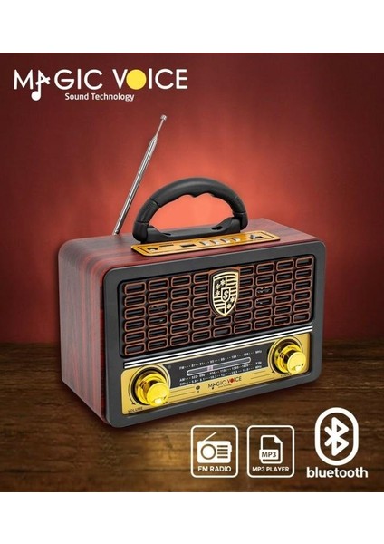 MV-110BT Usb-Sd-Fm-Bluetooth Destekli Nostaljik Radyo