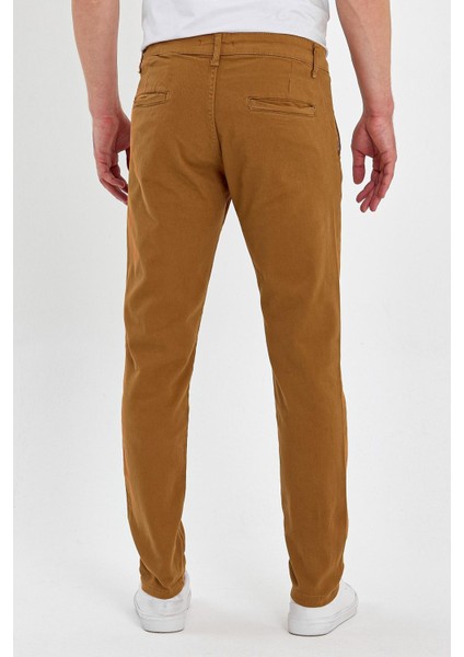 Erkek Slim Fit Chino Pantolon  Taba