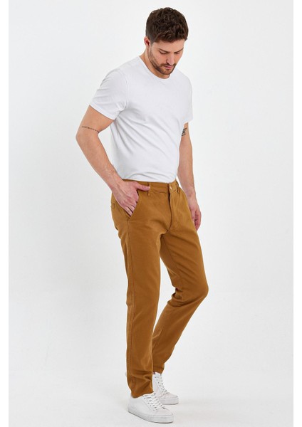 Erkek Slim Fit Chino Pantolon Taba fırsatları
