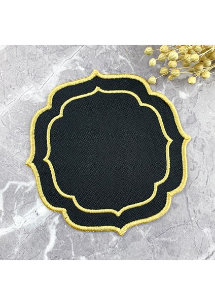 Siyah Renkli Gold Çift Sargı Nakışlı Kokteyl Peçetesi