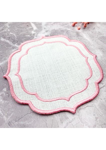 Pembe Renkli Çift Sargı Nakışlı Kokteyl Peçetesi
