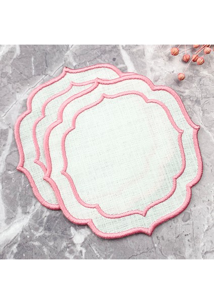 Pembe Renkli Çift Sargı Nakışlı 2'li Kokteyl Peçetesi