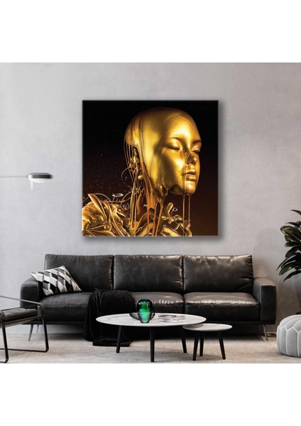 Sarı Krizantem Çiçekleri Ve Kıvırcık Saçlı Kadın Yatay Kanvas Tablo