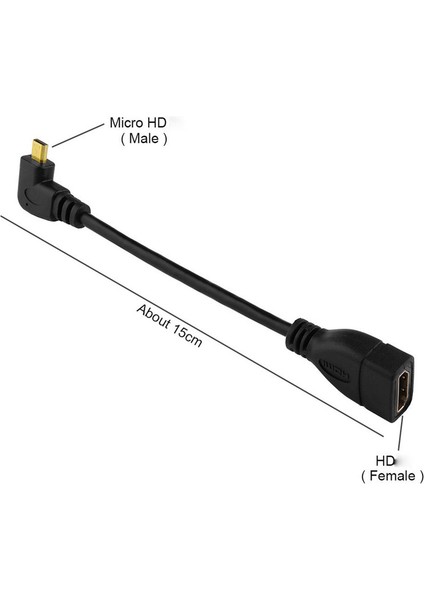 mikro hdmı L tipi 90 derece sağ açılı to hdmı dişi çevirici kablo