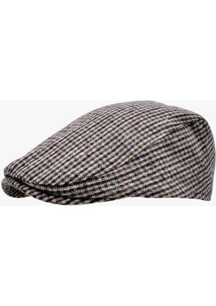 Mikro Kahve Desenli Astarlı Yün Kasket Şapka