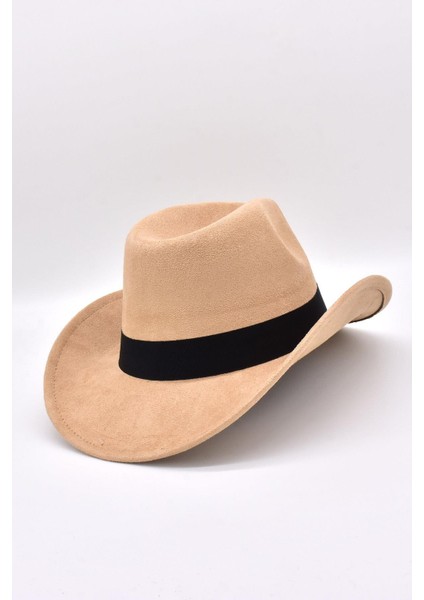Erkek Nubuk Western Şapka - Bej fırsatları