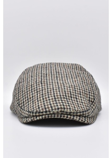 Mikro Bej Desenli Astarlı Yün Kasket Şapka modelleri