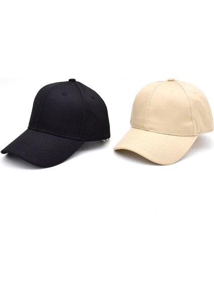 Pamuklu Beyzbol Şapka Cırtlı Flex Cap | Siyah Bej 2li Paket fiyatları