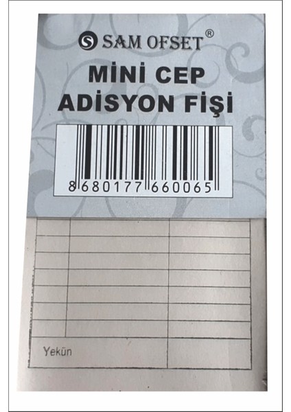 Mini Cep Adisyon Fişi, Adisyon Defteri 7X11 cm 100 Yapraklı Numaralı