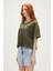 Lara Oversize T-Shirt Haki Yeşil Basic Kadın Tişört10 2