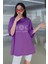 Kadın Mor Oversize Celestial Sun Moon Baskılı T-Shirt - K211310 2