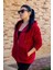 Kadın Kırmızı Peluş Yumoş Fermuarlı Kapüşonlu Cepli Welsoft Ceket 22KCKTERES 4