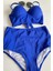 Saks Mavisi Yüksek Bel Bikini Alt Üst Takım 3