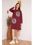 Darlin Moda Bordo Baskılı Düğme Detaylı Tunik DM60346 1