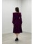 Ithal Krep Kumaş Kemer Detaylı Midi Elbise - Patlıcan Mor10 5