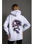 Kadın Kapüşonlu Beyaz Oversize Sırt Baskılı Ejderha Sweatshirt 2
