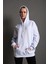 Kadın Kapüşonlu Beyaz Oversize Sırt Baskılı Ejderha Sweatshirt 3