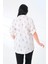 Likralı Pamuk Poplin Beyaz Desenli Büyük Beden Gömlek 3