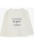 Kız Çocuk Uzun Kollu Tişört Taşlı Yazı Baskılı 5-10 Yaş, Ekru 1