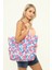 Kadın Plaj Çantası, Fonksiyonel Baskılı Plaj Çantası, Beach Bag, Flamingo Desenli Fermuarlı Çanta 4
