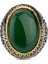 925 Ayar Oval Büyük Yeşil Akik Kapşon Kesim Telkari Erkek Yüzük 2