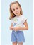 Kız Çocuk T-Shirt Çizgili Şort Takım Mavi 3216 1