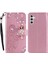 Samsung Galaxy A14 Için 5g Rhinestone Dekora Kazanmaya Dayanıklı Telefon Kapağı, Baskı Baykuş Çiçek Deseni Stand Cüzdan Deri Kılıf (Yurt Dışından) 1