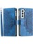Samsung Galaxy S21 Için 5g Mandala Çiçeği Baskılı Tam Kapsam Pu Deri Telefon Kapak Standı Çoklu Kart Yuvası Zipper Cep Cüzdan Kılıfı (Yurt Dışından) 1